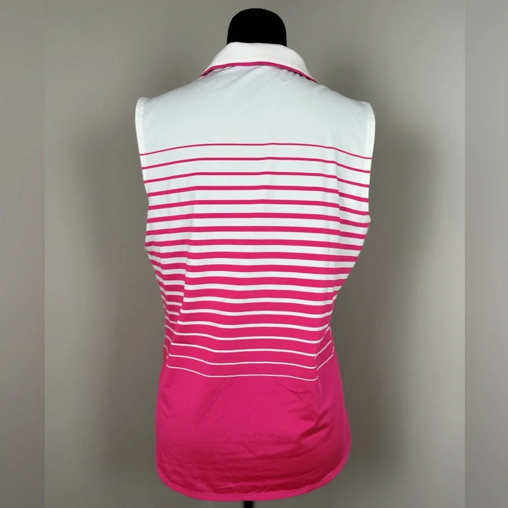 PUMA Women's Golf Shirt Medium Sleeveless Pink Stripe - Picture 11 of 11